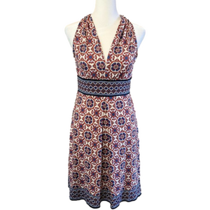 Max Studio Red White and Blue Dress, fitted top, sleeveless, V-neck, X-Small